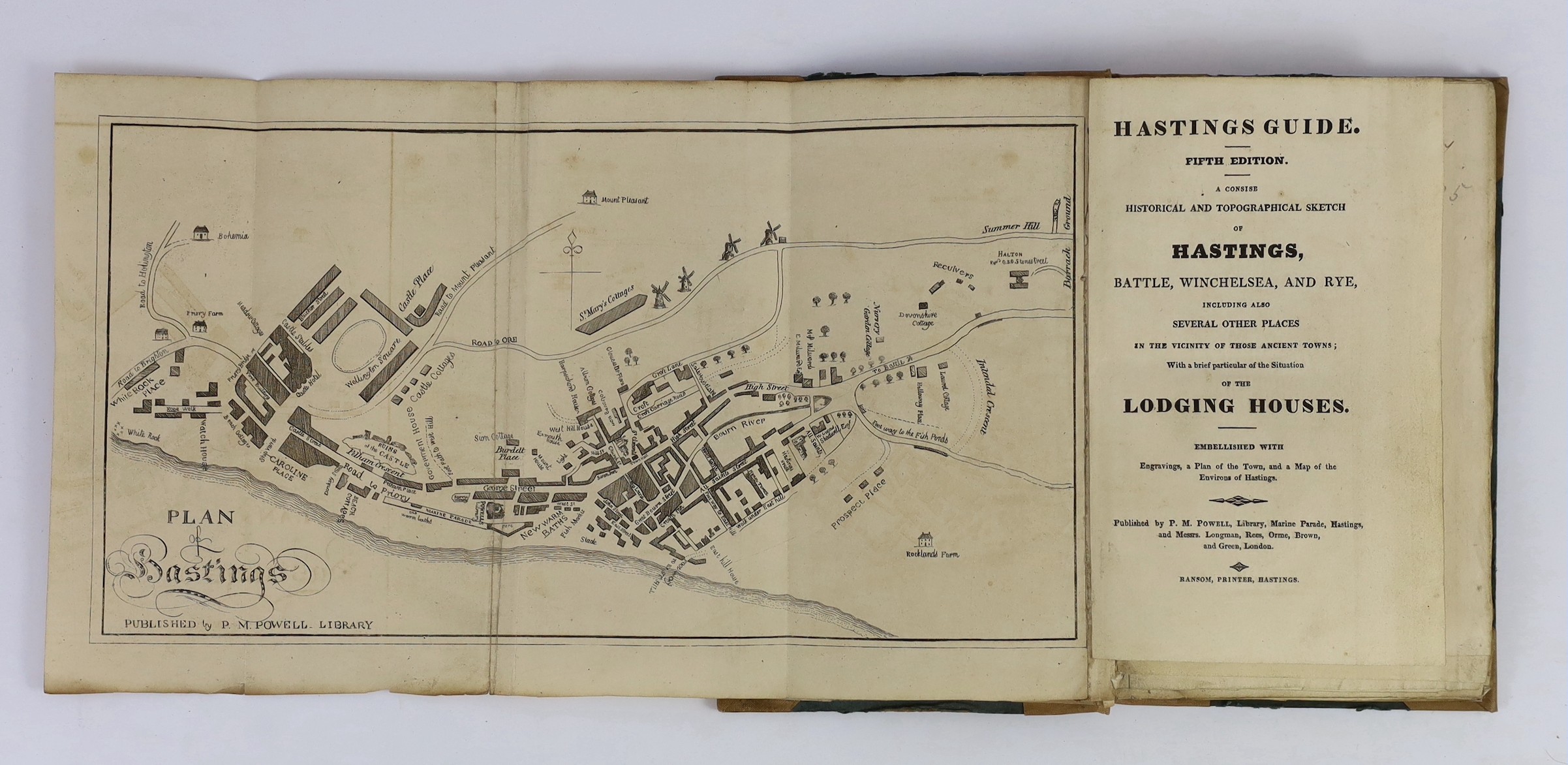 HASTINGS: The Stranger's Guide to Hastings and St. Leonards; containing such information as will increase the enjoyment and convenience of the visitors and residents ... original printed wrappers (rebacked cloth). Hastin